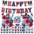thumbnail image 1 of All-In-One Birthday Party Decorations Pack, Including 1 Set Of Paper Banner, 24 Small Picks, 1 Large Pick, 18 Balloons & 6 Hanging Swirls, Hockey Themed Decor Set For Family, 1 of 6