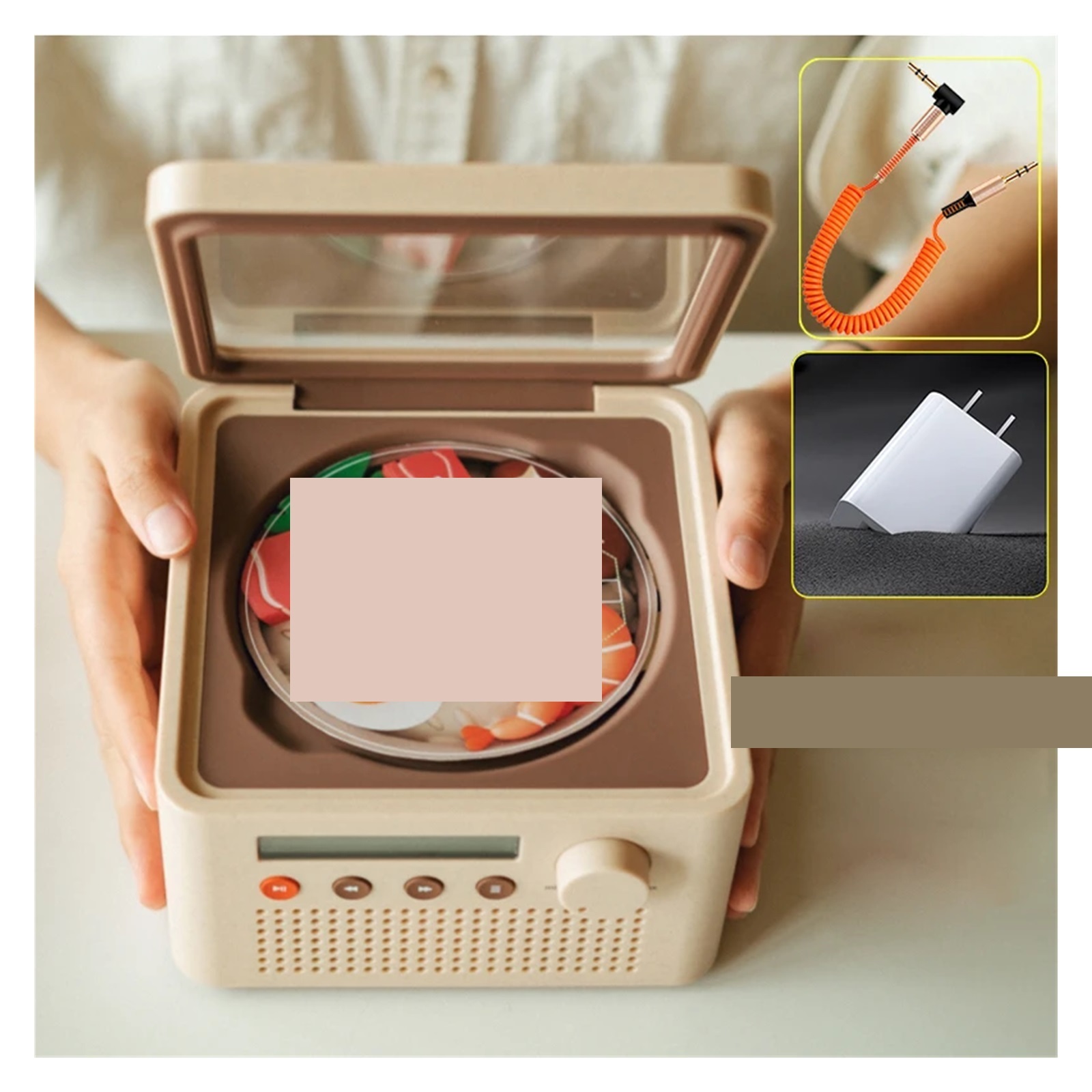 All-In-One CD Player Two-Way Bluetooth Stereo HIFI Fever Retro Audio Player Rechargeable ,Multi-Functional