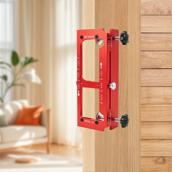 All In One Door Hinge Mortising Jig Kit Aluminum Door Hinge and Latch Installation Template with Hole Saw Drill Bit