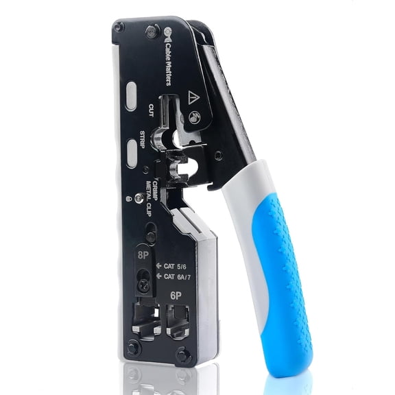 All-In-One Modular Ethernet Crimping Tool Cat 8 (Cat5 Cat6 Cat7 Cat8 Crimping Tool) for Shielded Pass-Through Connectors