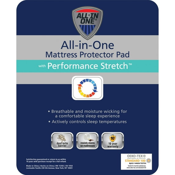 All-In-One Performance Stretch Moisture Wicking Fitted Mattress Pad, California King
