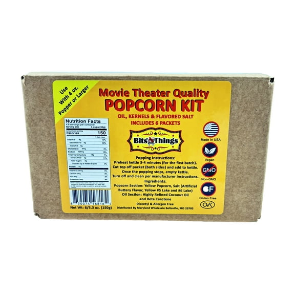 All-In-One Popcorn Kit 4 oz. | Popcorn Kernels, Flavored Salt, and Oil | Popper - 6 pack