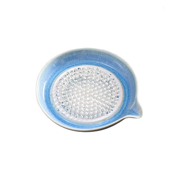 All-In-One Premium Ceramic Garlic Grater Plate - Modern Design and Style - for Garlic, Ginger, Chocolate, and More Blue