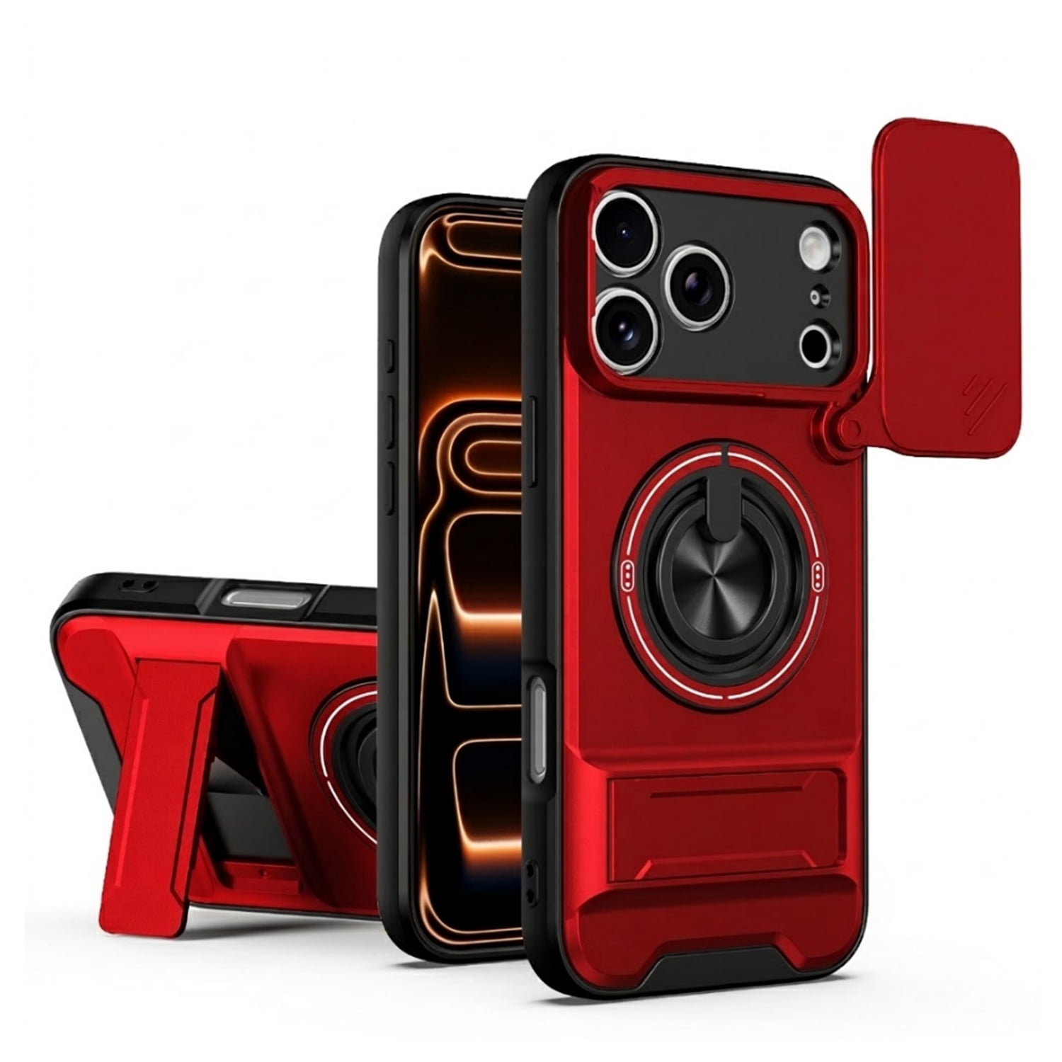 All-In-One Rugged Case for iPhone 17 Pro - Red