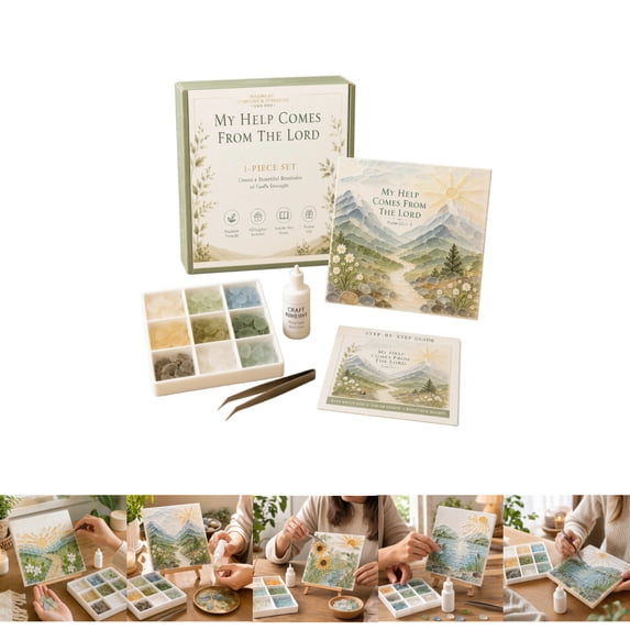 All-In-One Sea Glass Mosaic DIY Craft Kit, Beginner Friendly Sea Glass Art Set with Step-by-Step Guide, Decorative Handmade Project for Home Decor & Gifting
