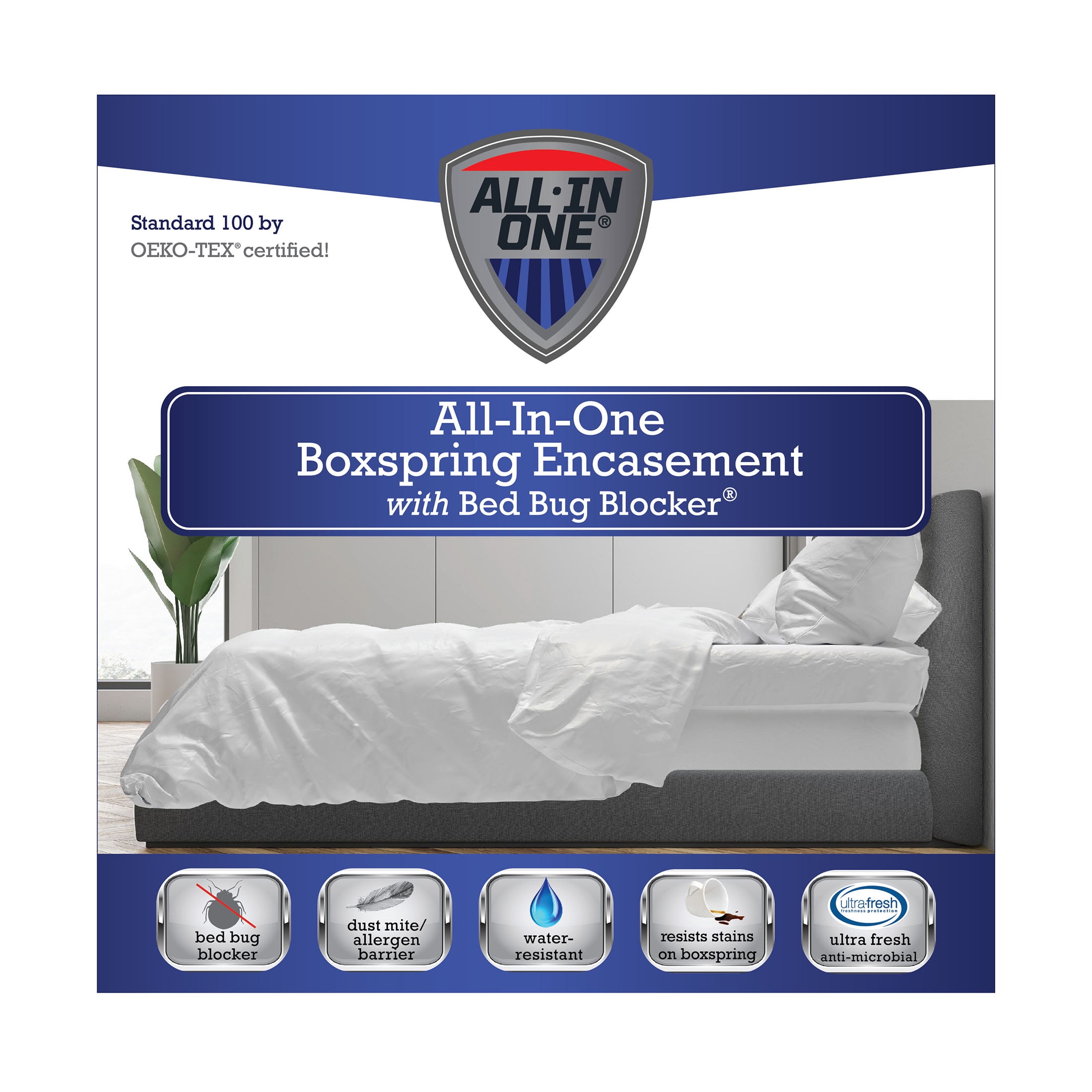 Twin White Waterproof Zippered Box Spring Protector