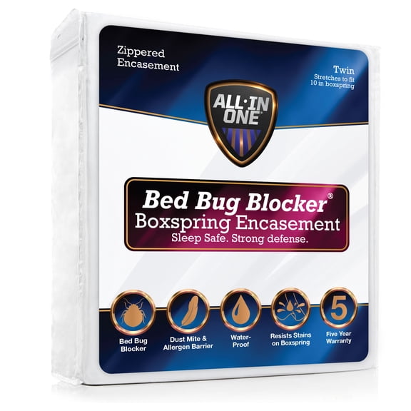 All-in-One Bed Bug Blocker Box Spring Encasement Mattress Protector, Twin