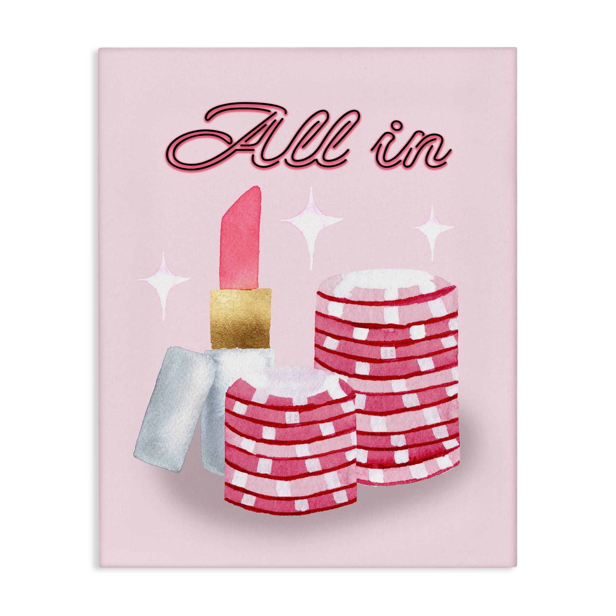 All In Poker Chips & Lipstick Canvas Wall Art, design by Nina Jacobs