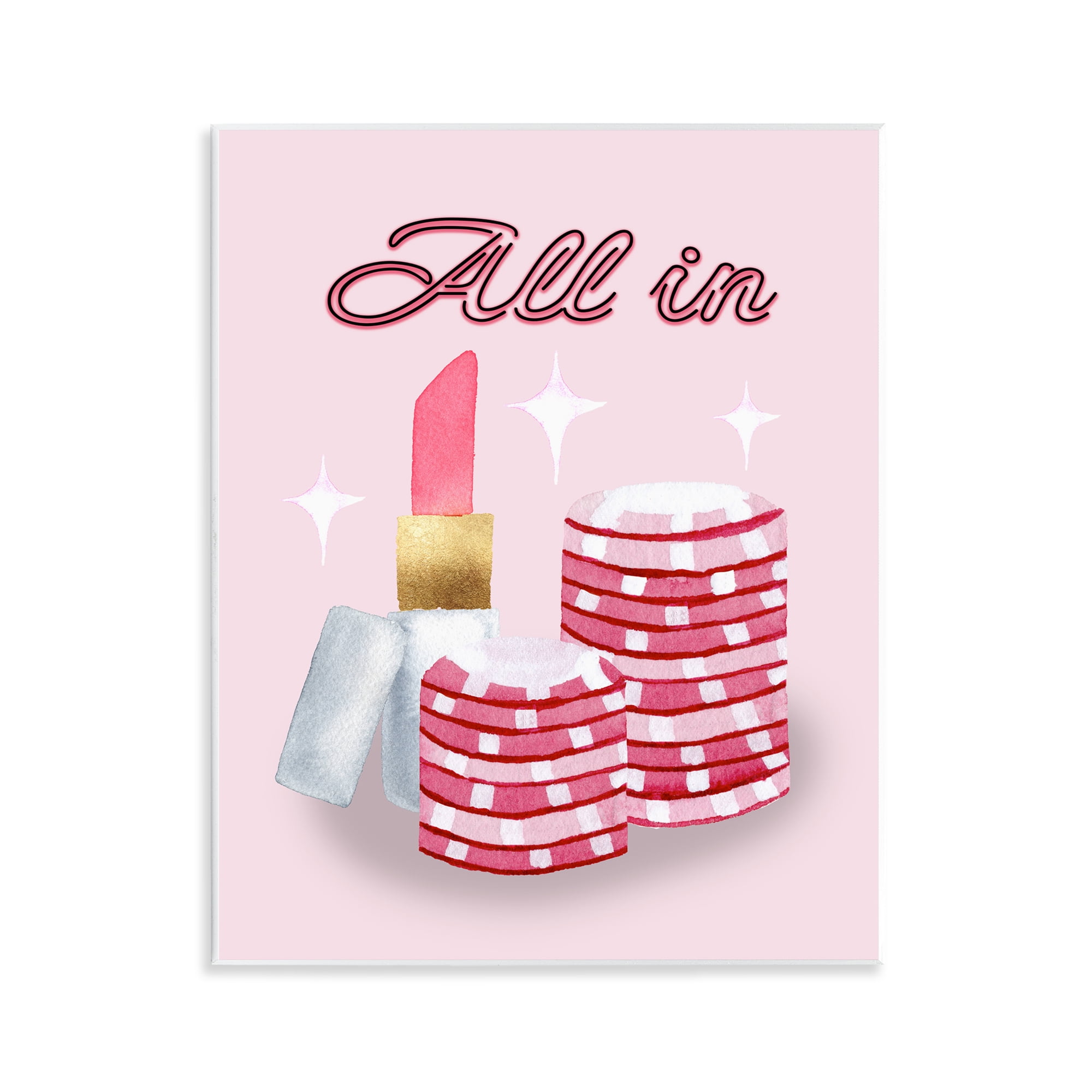 All In Poker Chips & Lipstick Wall Plaque Art, design by Nina Jacobs