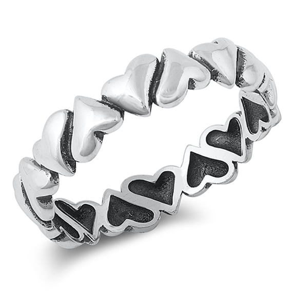 All In Stock Alternative Heart Band Sterling Silver Ring Size 8
