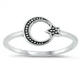 thumbnail image 1 of All In Stock Beaded Moon & Star Oxidized Sterling Silver Ring Size 8, 1 of 3