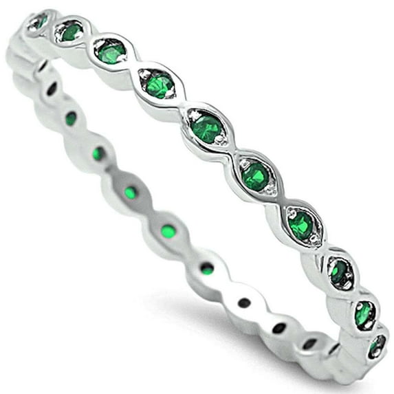 All In Stock CZ Marquise Eternity Band Ring Sterling Silver Size 10