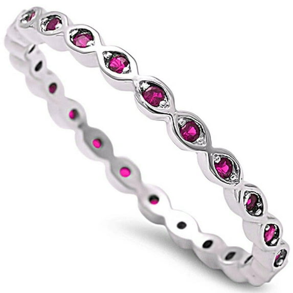 All In Stock CZ Marquise Eternity Band Ring Sterling Silver Size 8