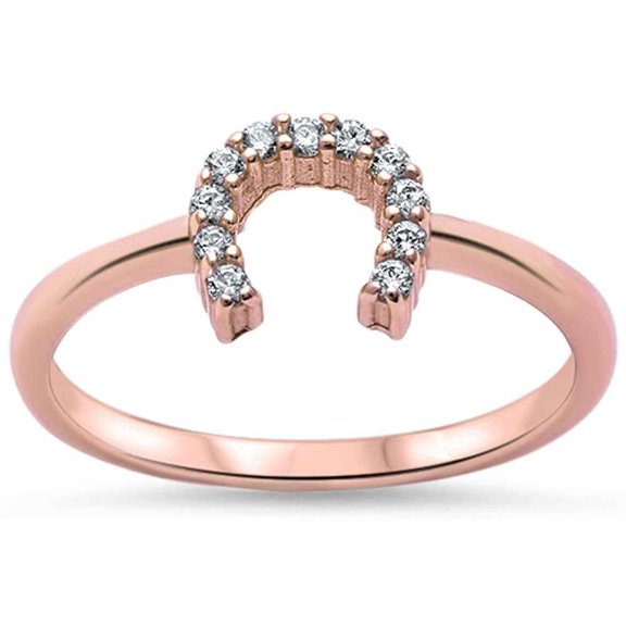 All In Stock Clear CZ Classic Horse Shoe Ring Sterling Silver Size 12