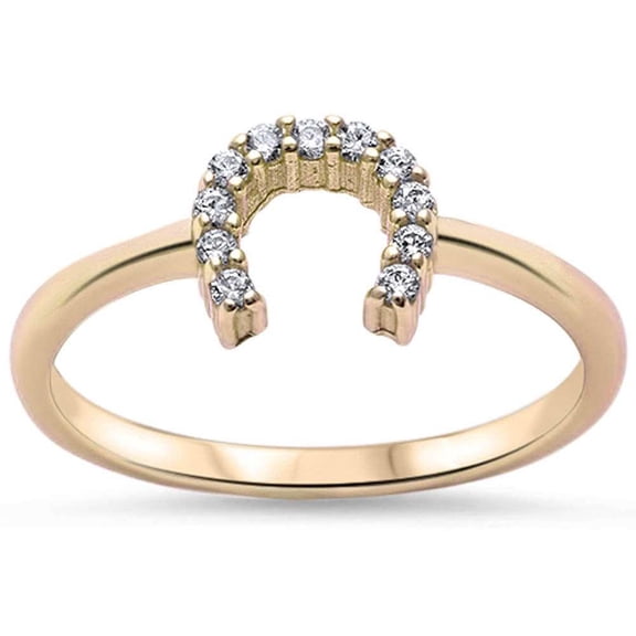 All In Stock Clear CZ Classic Horse Shoe Ring Sterling Silver Size 6