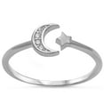 thumbnail image 1 of All In Stock Clear CZ Moon & Star Ring Sterling Silver Size 7, 1 of 3
