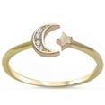 thumbnail image 1 of All In Stock Clear CZ Moon & Star Ring Sterling Silver Size 8, 1 of 3