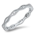thumbnail image 1 of All In Stock Clear CZ Wavy Design Eternity Ring Sterling Silver Size 5, 1 of 3