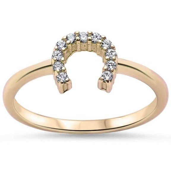 All In Stock Clear Cubic Zirconia Classic Horseshoe Ring Sterling Silver Size 8