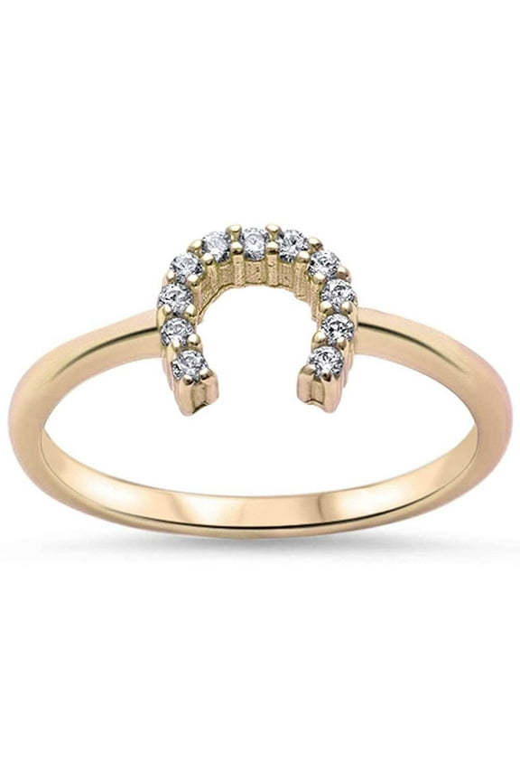 Clear Cubic Zirconia Classic Horseshoe Ring Sterling Silver Size 8