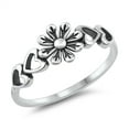 thumbnail image 1 of All In Stock Flower & Hearts Oxidized Sterling Silver Ring Size 6, 1 of 3