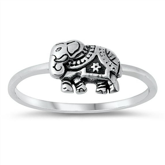 All In Stock Indian Elephant Oxidized Sterling Silver Ring Size 9