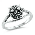 thumbnail image 1 of All In Stock Owl Split Shank Oxidized Sterling Silver Ring Size 8, 1 of 3