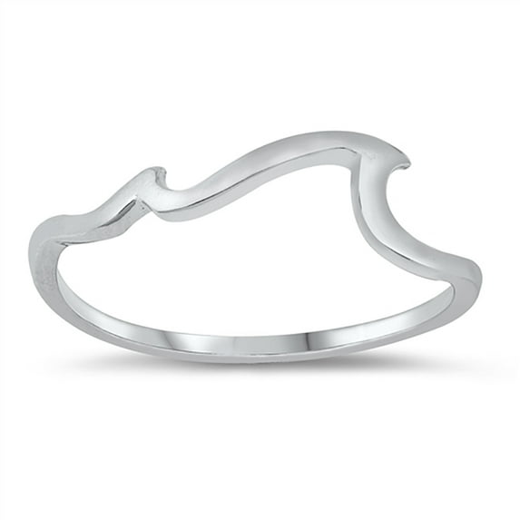 All In Stock Plain Ocean Waves Band Sterling Silver Ring Size 10