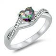 thumbnail image 1 of All In Stock Rainbow CZ Infinity Heart Sterling Silver Ring Size 4, 1 of 3