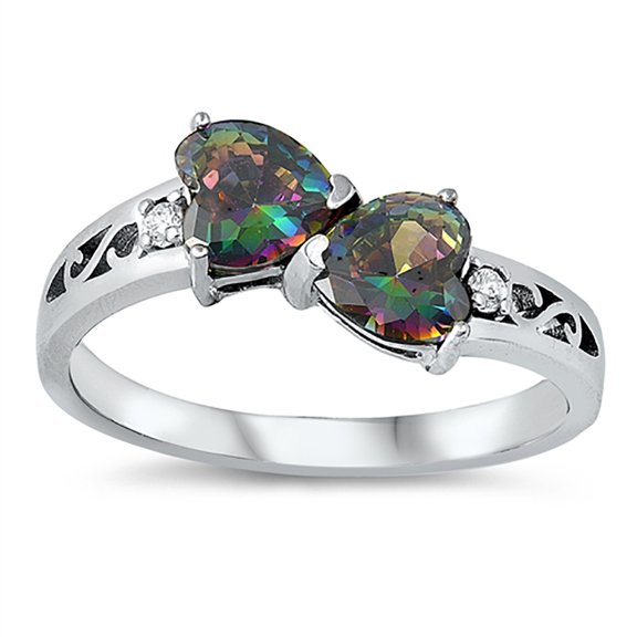 All In Stock Rainbow Infinity Heart Sterling Silver Ring Size 10
