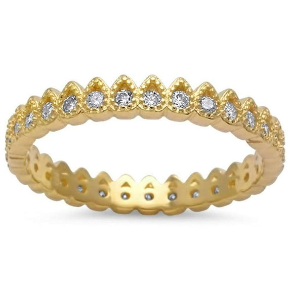 All In Stock Round Clear CZ Pear Eternity Ring Sterling Silver Size 4