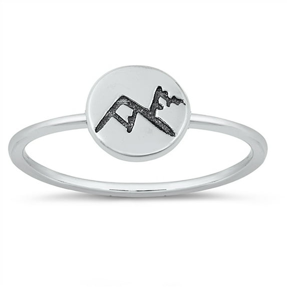 All In Stock Round Mountain Design Sterling Silver Ring Size 4