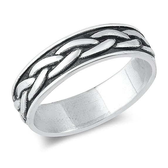 All In Stock Simple Braided Band Sterling Silver Ring Size 12