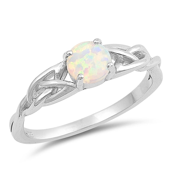 All In Stock Simulated Opal Celtic Wicca Sterling Silver Ring Size 4