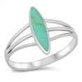 thumbnail image 1 of All In Stock Simulated Turquoise Long Oval Statement Ring Sterling Silver Size 12, 1 of 3