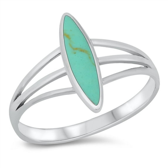 All In Stock Simulated Turquoise Long Oval Statement Ring Sterling Silver Size 12