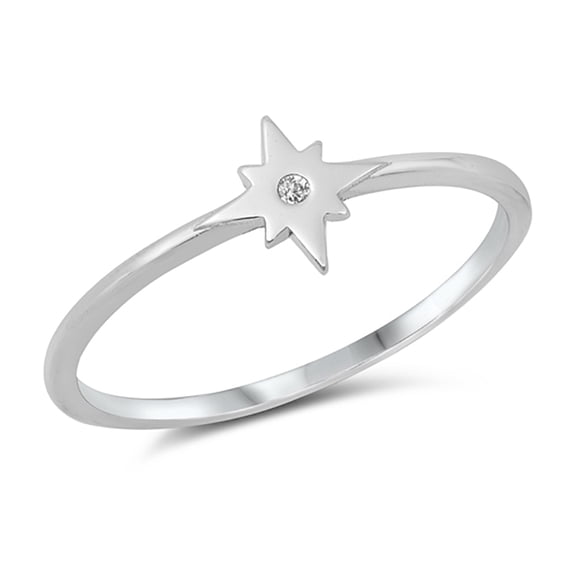 All In Stock Small Clear CZ Twinkle Star Sterling Silver Ring Size 8