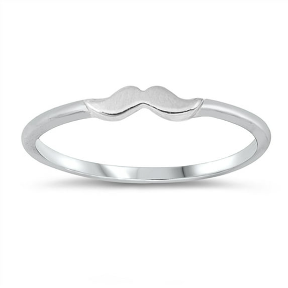 All In Stock Small Mustache High Polished Sterling Silver Ring Size 5