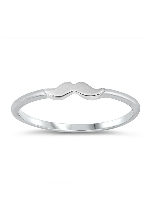 Small Mustache High Polished Sterling Silver Ring Size 5