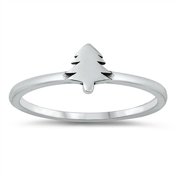 All In Stock Small Tree Band Sterling Silver Ring Size 4