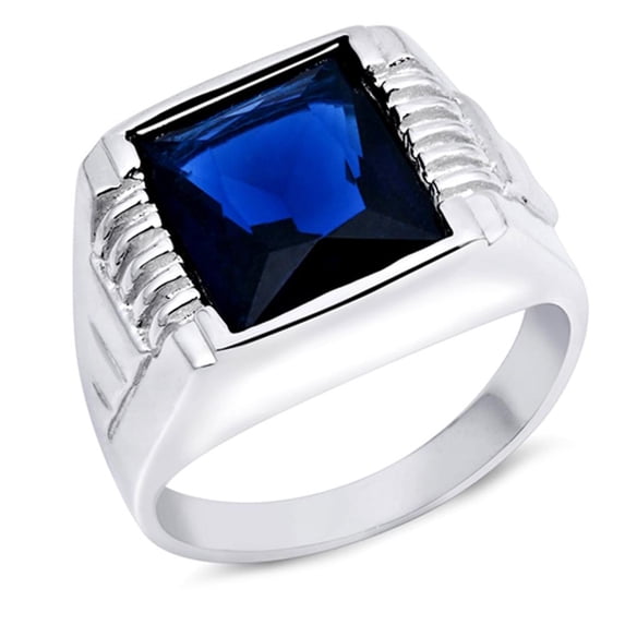 All In Stock Square Center Stamp Mens Ring Sterling Silver Size 12