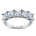 thumbnail image 1 of All In Stock Square Clear CZ Five Stone Ring Sterling Silver Size 10, 1 of 3