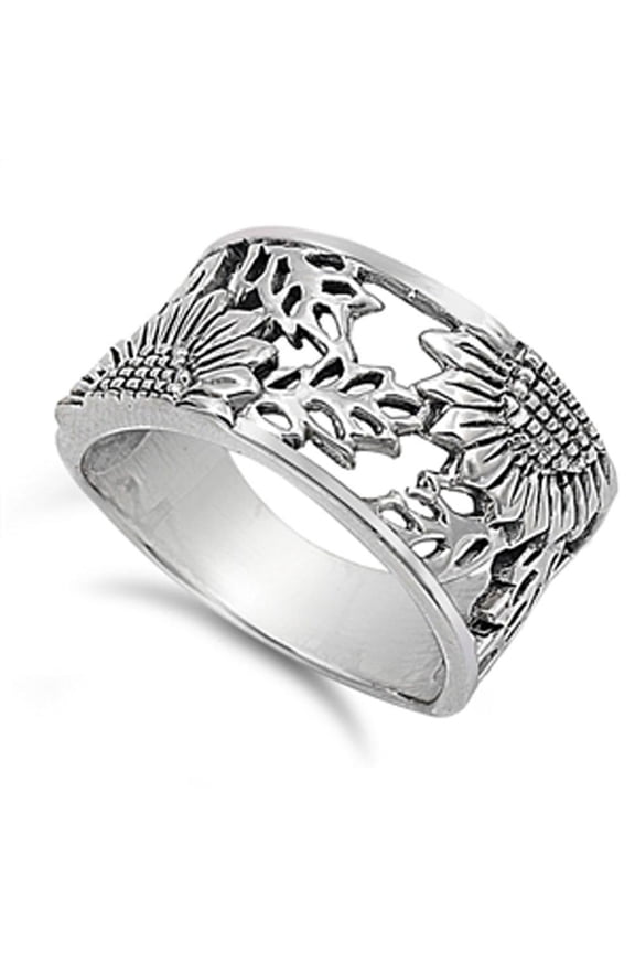 Sterling Silver Victorian Sunflower Ring Size 7