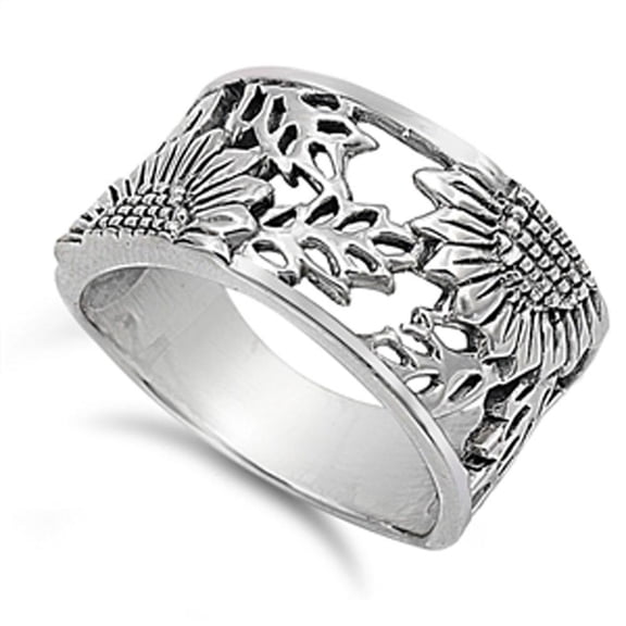 All In Stock Sterling Silver Victorian Sunflower Ring Size 8