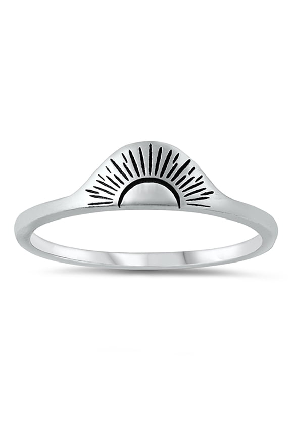Sunrise Designer Oxidized Sterling Silver Ring Size 4