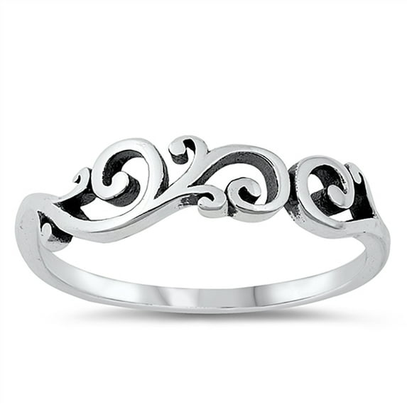 All In Stock Swirl Branch Oxidized Sterling Silver Ring Size 8