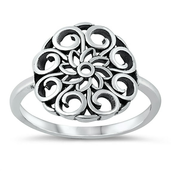 All In Stock Swirl M&ala Oxidized Sterling Silver Ring Size 10