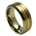 thumbnail image 1 of All In Stock Titanium Two-Tone Grooved Center Beveled Edge Ring Size 7.5, 1 of 3