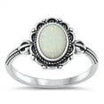 thumbnail image 1 of All In Stock White Simulated Opal Unique Promise Ring Sterling Silver Size 7, 1 of 3