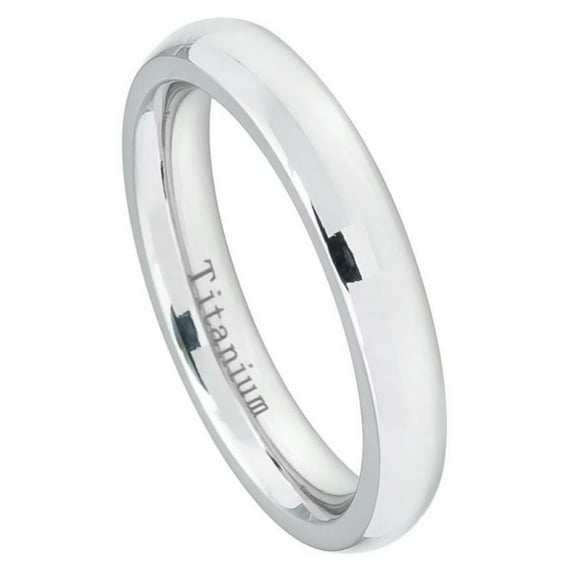 All In Stock White Titanium 4MM Plain Classic Domed Band Ring Size 5